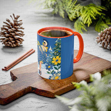 💙🌼 The Bluebell Christmas Promenade Colorful Mug – Art Deco Holiday Fantasy