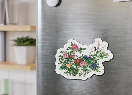 Peonies and Birds by Okamoto Shuki Die-Cut Magnets (5 Sizes)