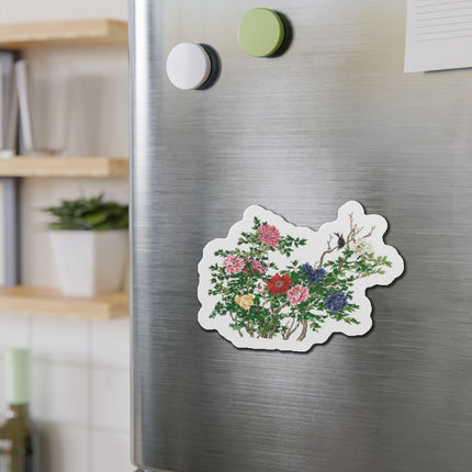 Peonies and Birds by Okamoto Shuki Die-Cut Magnets (5 Sizes)