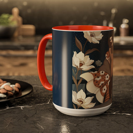 🌸✨ The Midnight Magnolia Masquerade Colorful Mug – Art Deco Nocturne