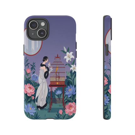 🌸🐦 The Lady Of The Garden Birdcage Phone Case – Art Deco Floral Elegance