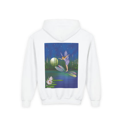 Fairy on a Dragonfly Youth Hooded Sweatshirt – Timeless Magic & Dreamlike Wonder