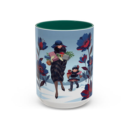 🎁🌺 The Christmas Gift Garden Stroll Colorful Mug – Art Deco Holiday Fantasy