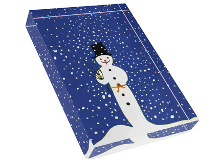 Snowman in Falling Snow Acrylic Art Block
