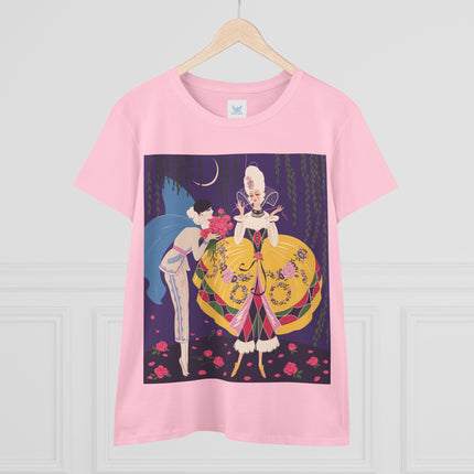 🌹🌙 The Queen Of The Midnight Roses Cotton Tee – Art Deco Garden Fantasy