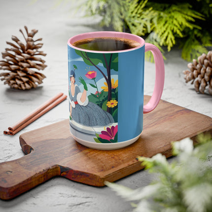 The Lady Of The Secret Garden Colorful Mugs – Art Deco Botanical Elegance