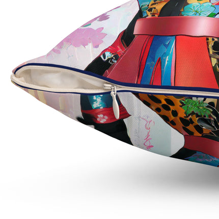 Cyber Cat Glamour Spun Polyester Square Pillow