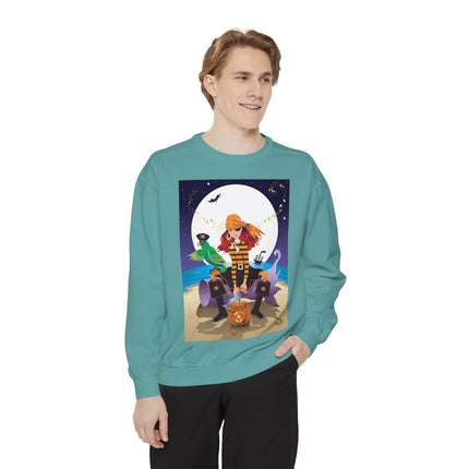Moonlit Pirate Halloween Unisex Garment-Dyed Sweatshirt