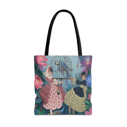 🦜🌸 The Ladies Of The Enchanted Aviary Tote Bag – Art Deco Floral Fantasy