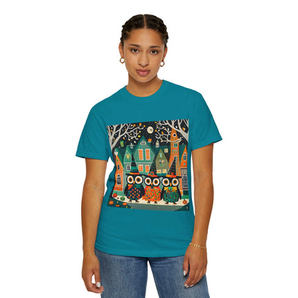 Night of the Trick-or-Treating Owlets Unisex Garment-Dyed T-shirt