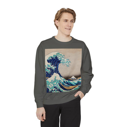The Great Wave off Kanagawa by Katsushika Hokusai Garment-Dyed Sweatshirt