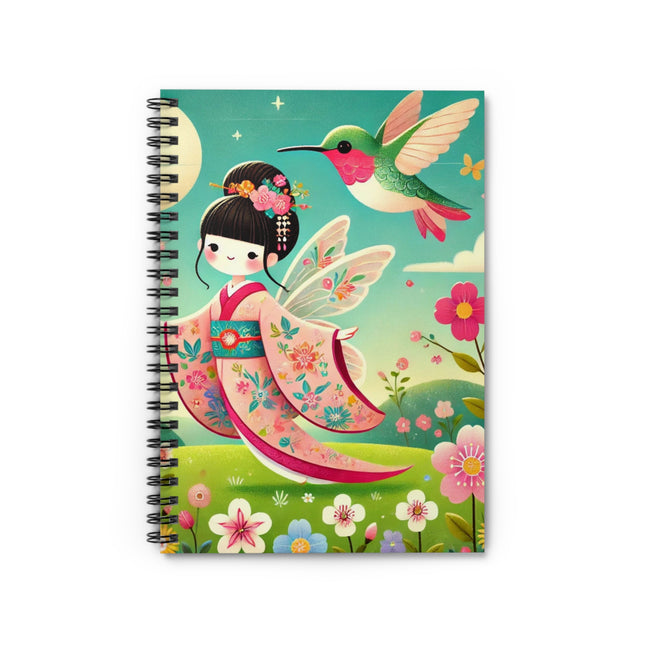 Geisha Fairy and the Hummingbird Blossom Spiral Notebook - Ruled Line
