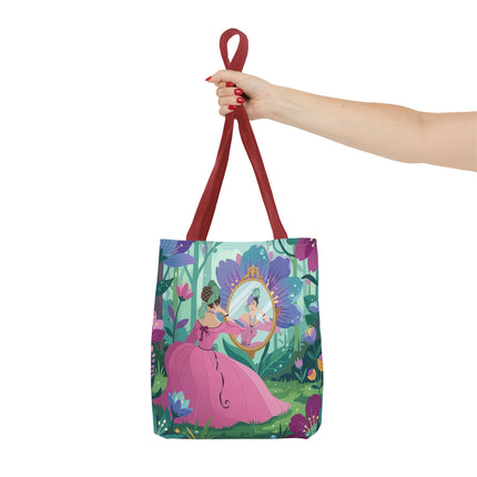 🌸🪞 The Lady Of The Enchanted Garden Mirror Tote Bag – Art Deco Floral Fantasy