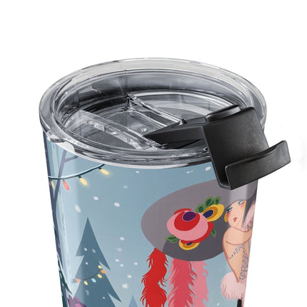 🌹❄️ The Lady Of The Winter Rose Promenade Tumbler – Art Deco Christmas Elegance