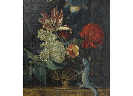 Dutch Baroque Still Life Puzzle — Tulips, Butterfly & Lizard (110–1014 pcs)