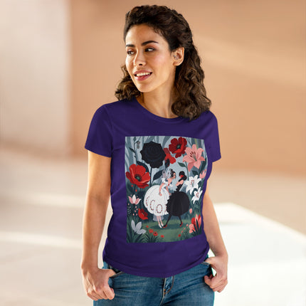 🌹🖤 The Midnight Rose Garden Cotton Tee – Art Deco Floral Fashion