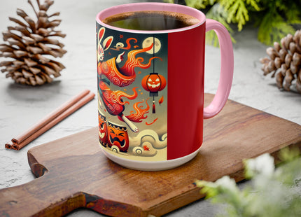 Jack-O’-Lantern Drums & The Kabuki Rabbit Colorful Mugs (11oz, 15oz)