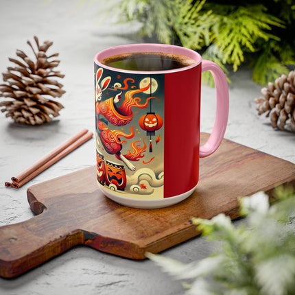 Jack-O’-Lantern Drums & The Kabuki Rabbit Colorful Mugs (11oz, 15oz)