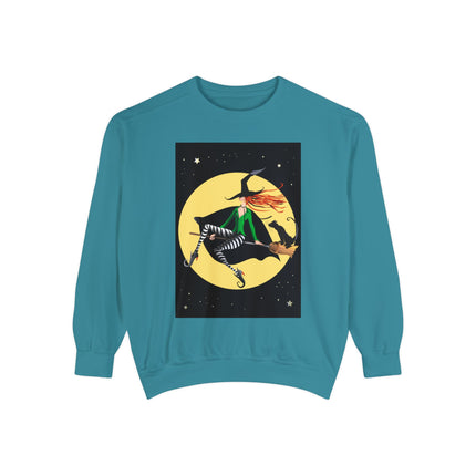 A Witch’s Moonlit Flight Unisex Garment-Dyed Sweatshirt