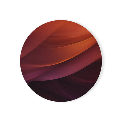 Wave Pattern with Intertwined Hues of Orange, Rose, Maroon, and Purple Cork Back Coaster