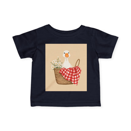 🦆🌼 The Little Daisy Basket Duckling Infant Fine Jersey Tee – Whimsical Woodland Charm