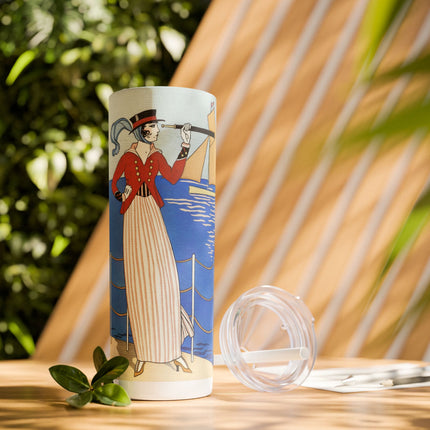 Costume de Yacht by George Barbier Skinny Tumbler with Straw, 20oz