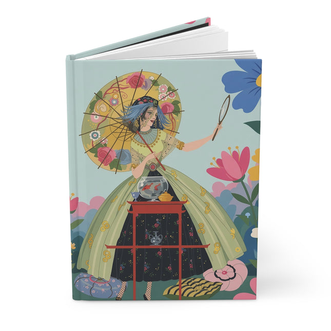 🪞🌸 The Lady Of The Floral Parasol Hardcover Journal – Art Deco Garden Elegance
