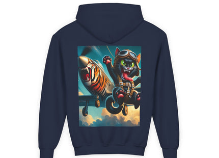 Parachuting Cat Commando Youth Heavy Blend Hooded Sweatshirt