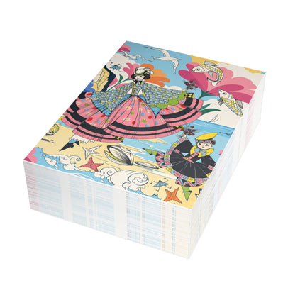 🐚🐟 The Seaside Fantasy Postcards With Envelopes – Art Deco Ocean Whimsy