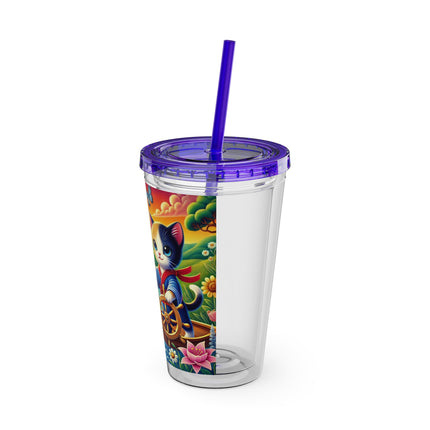 Sailor Kitten’s River Adventure Sunsplash Tumbler with Straw, 16oz