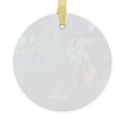 🌙⛲ The Lady Of The Moonlit Fountain Glass Ornament – Art Deco Fashion Illustration