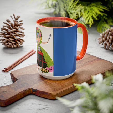 Lady with the Golden Fish Colorful Mugs – Whimsical Fashion & Playful Fantasy