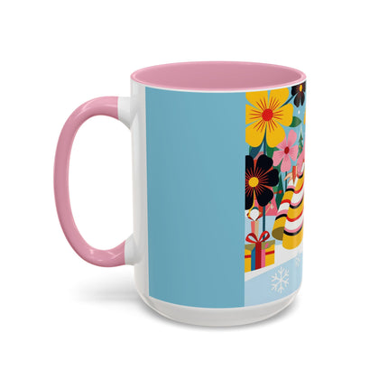 🌼🎄 The Christmas Blossom Belle Colorful Mug – Colorful Art Deco Holiday Fantasy