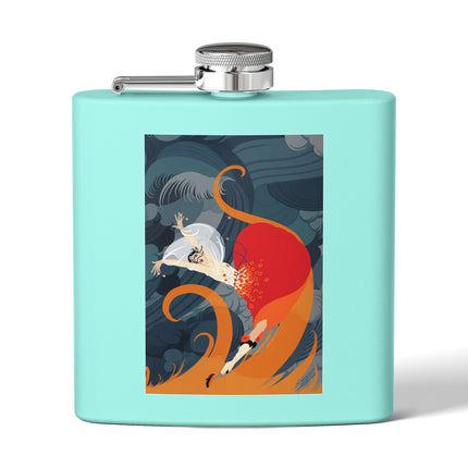 Flame of the Tempest Stainless Steel Flask – Fiery Storm & Dramatic Elegance