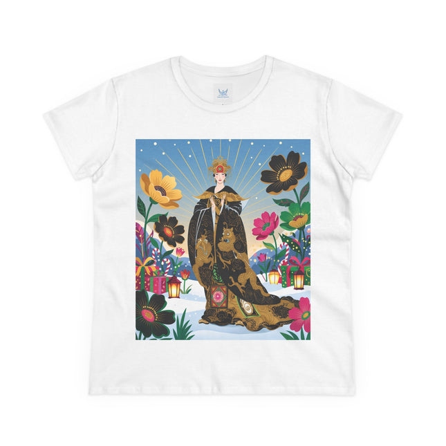 🌸✨ The Golden Garden Empress Cotton Tee – Asian-Inspired Floral Fantasy