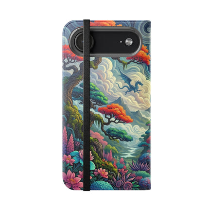 Mystic Guardian of the Sky Flip Case – Warrior Fairy & Turquoise Dragon