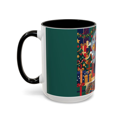 ☃️🎄 The Snowman's Christmas Companion Colorful Mug – Art Deco Holiday Fantasy