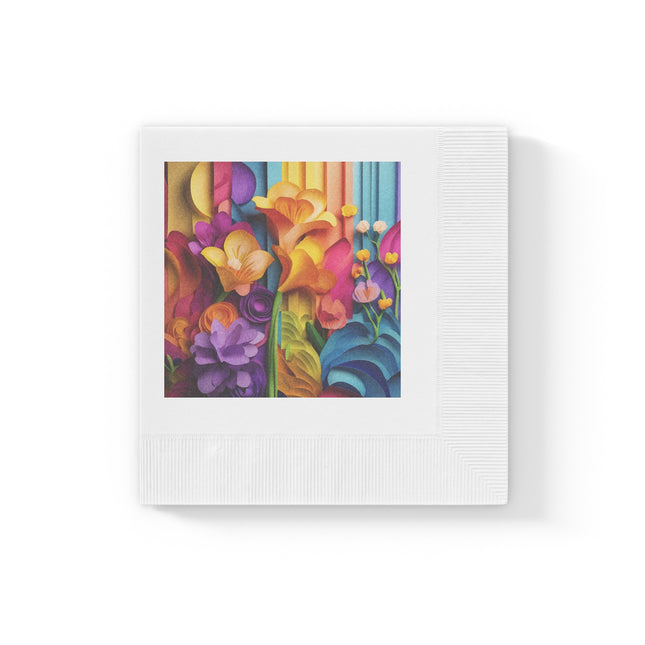 The Graceful Freesia White Coined Napkins