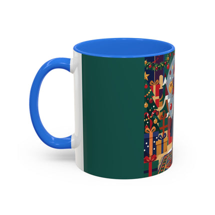 ☃️🎄 The Snowman's Christmas Companion Colorful Mug – Art Deco Holiday Fantasy