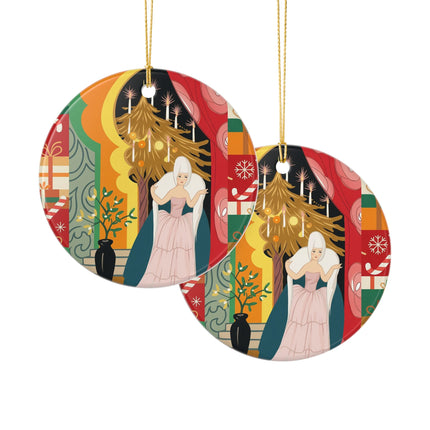 ❤️ The Lady Of The Candlelit Christmas Alcove Ceramic Ornament – Art Deco Holiday Elegance