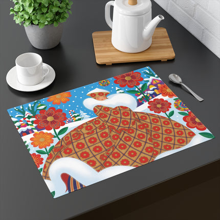 ❄️🌺 The Lady Of The Snowflower Christmas Placemat – Art Deco Holiday Fantasy