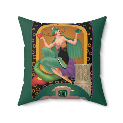 May & Emerald (from the Gem Series) by Sofia Chiostri Spun Polyester Square Pillow