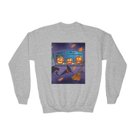 Whimsical Halloween Mischief Youth Crewneck Sweatshirt