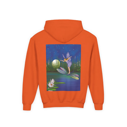 Fairy on a Dragonfly Youth Hooded Sweatshirt – Timeless Magic & Dreamlike Wonder