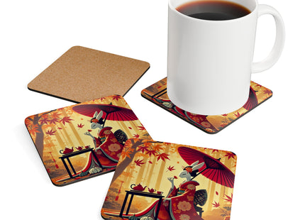 Theatrical Harvest Rabbit Corkwood Coaster Set