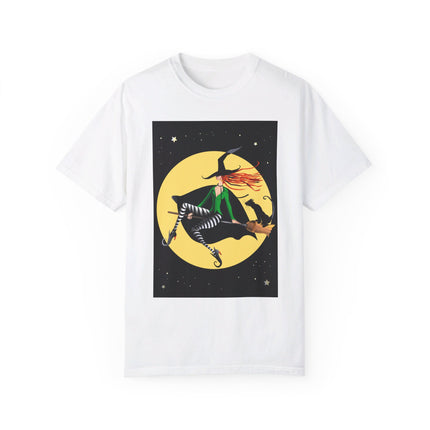 A Witch’s Moonlit Flight Unisex Garment-Dyed T-shirt