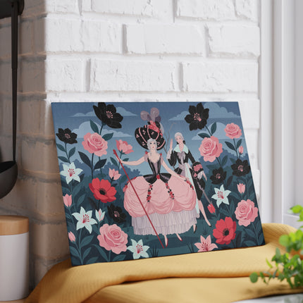🌹🎭 The Ladies Of The Midnight Rose Garden Glass Cutting Board – Art Deco Masquerade Elegance