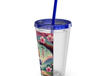 Samurai Kitten Sunsplash Tumbler with Straw, 16oz