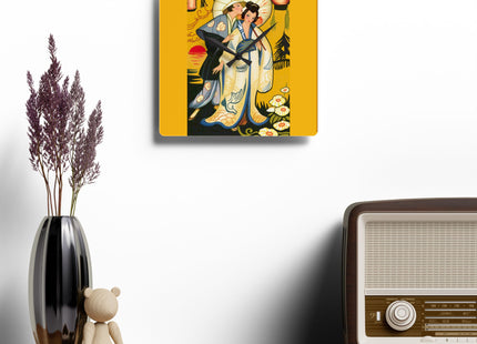 Golden Embrace Acrylic Wall Clock