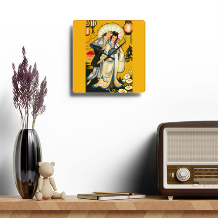 Golden Embrace Acrylic Wall Clock